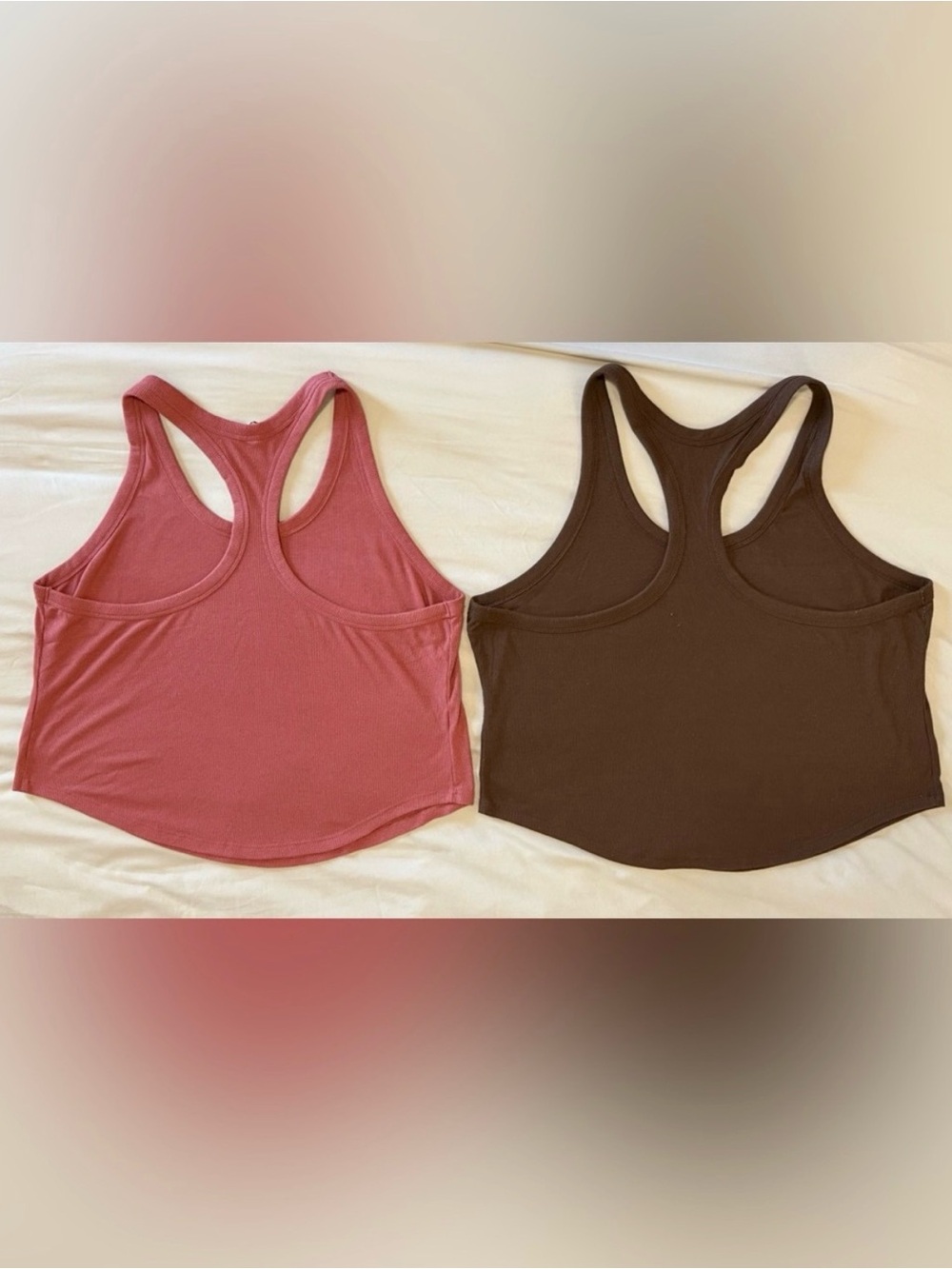 Old Navy Go-Dry Ribbed Tank Top Bundle 2X Pink Brown Racerback - Picture 10 of 10